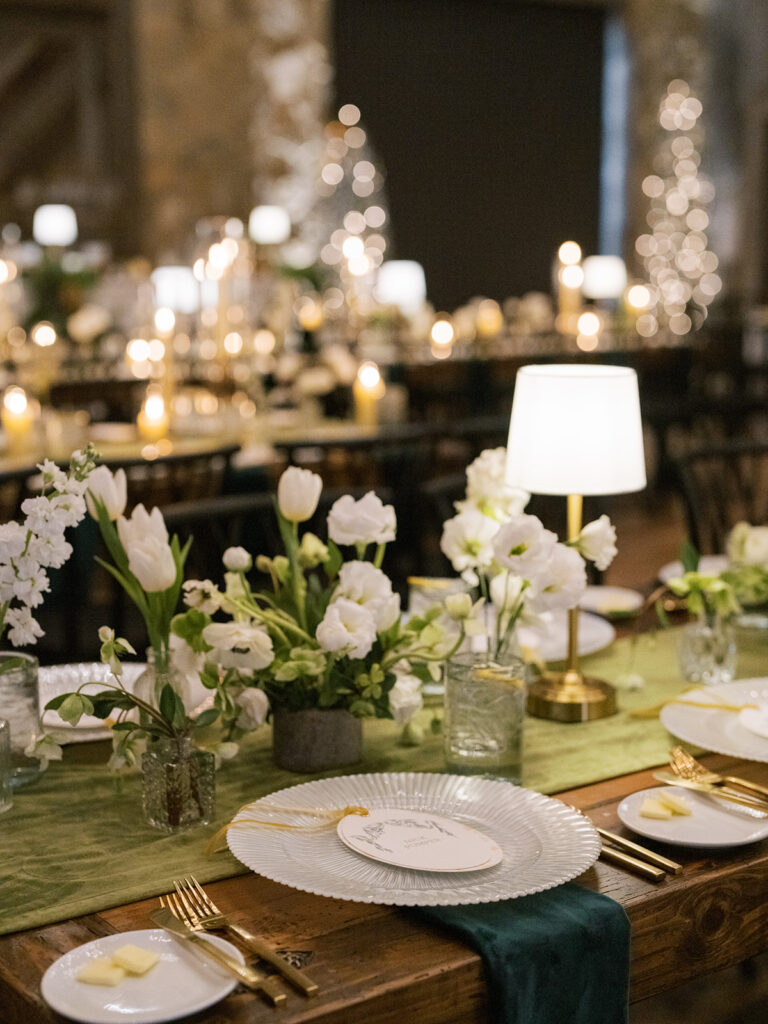 Candlelit winter wedding in the Barn at Hotel Drover